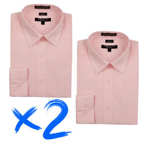 X2 Marquis Signature Men's Long Sleeve Slim Fit Dress Shirt Pink 18 / 18.5 34/35